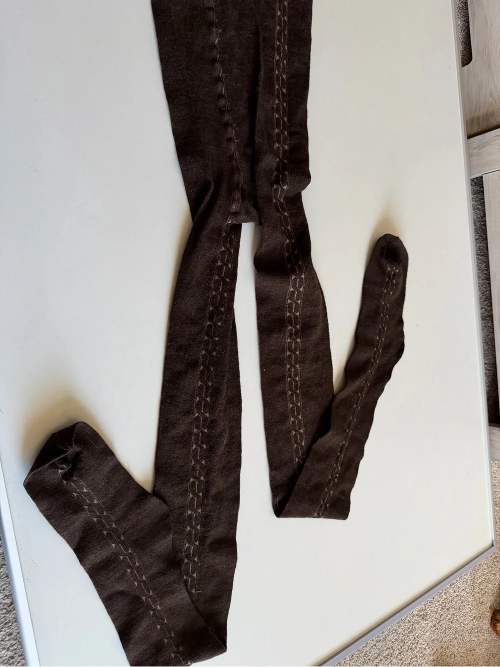 Brown Cable Knit Tights
